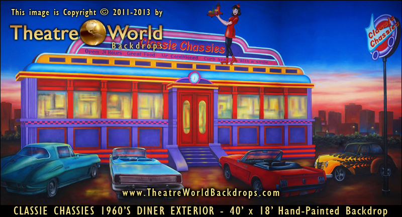 New 1950�s, 60�s and 70�s Diner and High School Backdrops