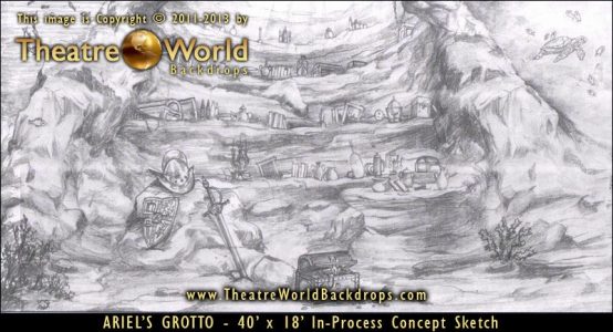 Ariel's Grotto Scenic Backdrop Concept Sketch