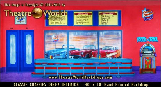 Classie Chassies Diner Interior Scenic Backdrop