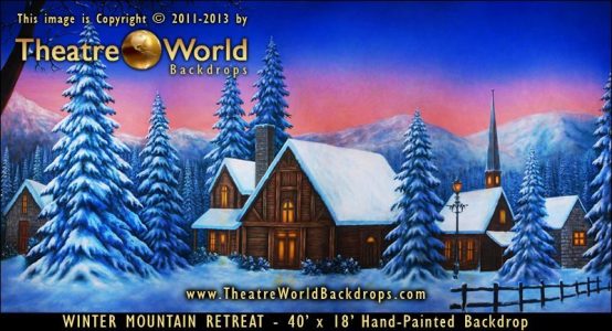 Winter Mountain Retreat Scenic Backdrop