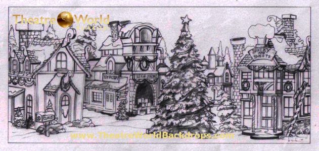 Santa's Village Scenic Backdrop Concept Sketch