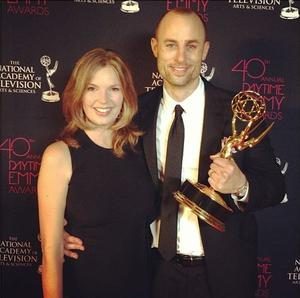 CBS The Talk's Art Director, Matt Tognacci, and his wife, Laura Mazur, at the Daytime Emmy Awards on June 14, 2013.
