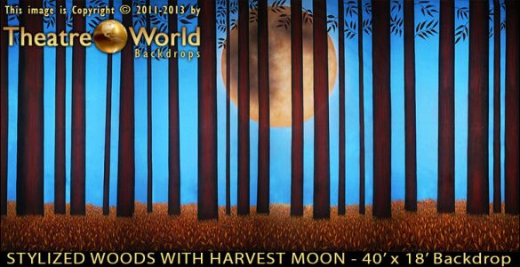 Stylized Woods with Harvest Moon Scenic Backdrop