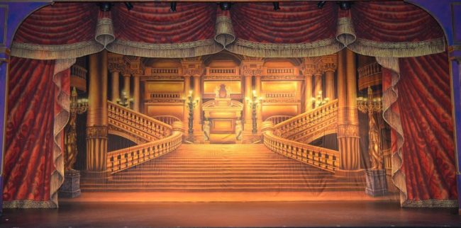 Victorian-curtains-over-paris-grand-foyer tThe Grand theater Foyer drop remains elegant but is slightly toned down