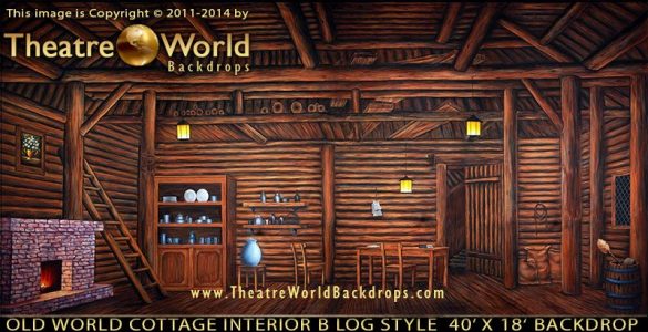 TheatreWorld's Old World Cottage Interior B Log Style backdrop