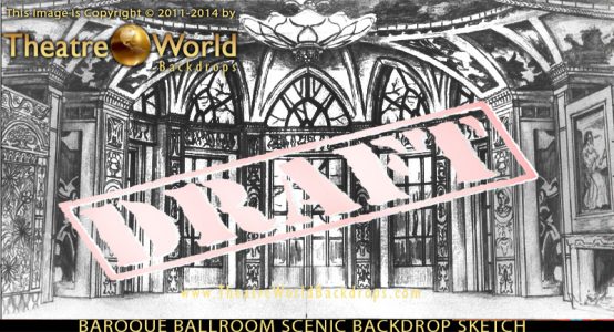 Baroque Ballroom Professional Scenic Nutcracker Backdrop Concept Sketch