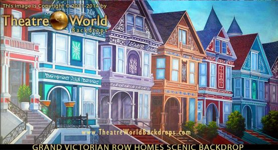 Grand Victorian Row Homes Professional Scenic Backdrop