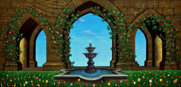 Belle's Garden - B Professional Scenic Alice in Wonderland Backdrop