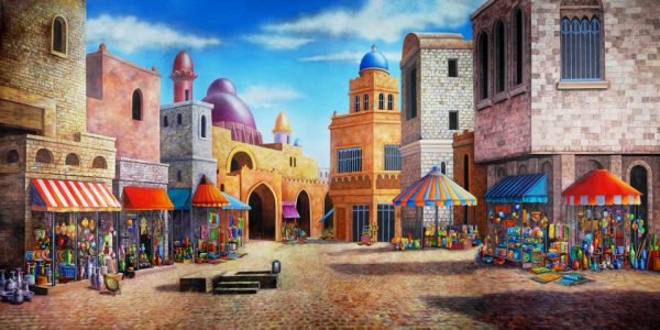 Aladdin Agrabah Marketplace Professional Scenic Backdrop