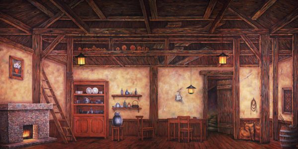 Professional Cinderella Old World Cottage Interior Scenic Backdrop