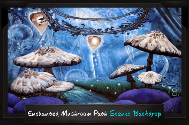 Professional Alice in Wonderland Enchanted Mushroom Path Scenic Backdrop