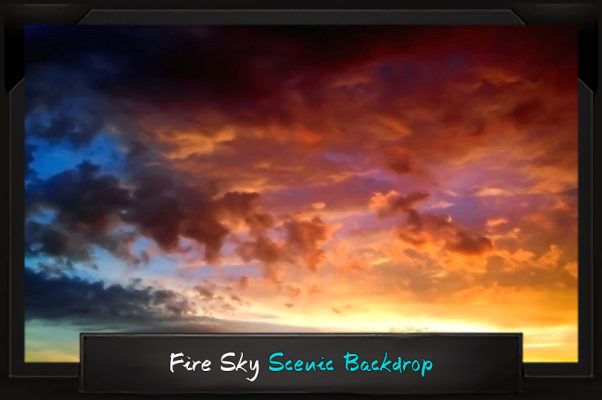 Professional Alice in Wonderland Fire Sky Scenic Backdrop