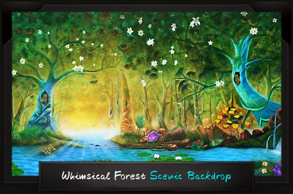 Professional Alice in Wonderland Whimsical Forest Scenic Backdrop