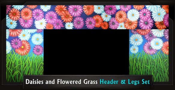 DAISIES AND FLOWERED GRASS Professional Scenic Header and Legs Set, Shrek