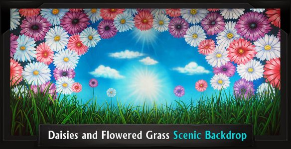 DAISIES AND FLOWERED GRASS Professional Scenic Shrek Backdrop