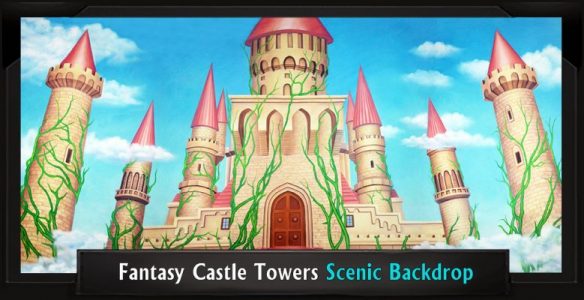FANTASY CASTLE TOWERS Professional Scenic Shrek Backdrop