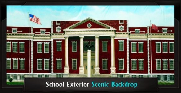 School Exterior Professional Scenic Grease Backdrop