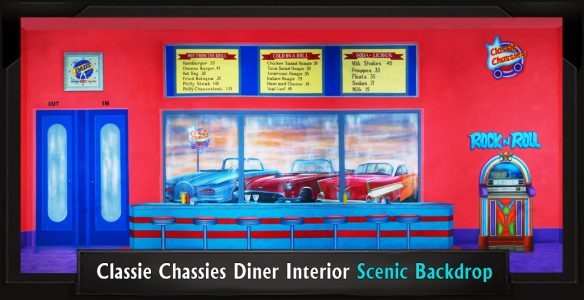 Classie Chassies Diner Interior Professional Scenic Grease Backdrop