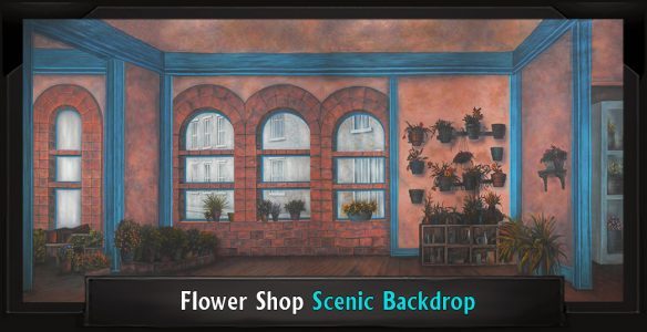 FLOWER SHOP with Frame FLOWER SHOP Professional Scenic Little Shop of Horrors Backdrop