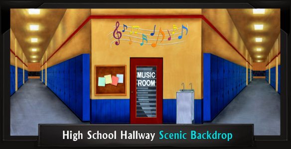 High School Hallway Professional Scenic Grease Backdrop