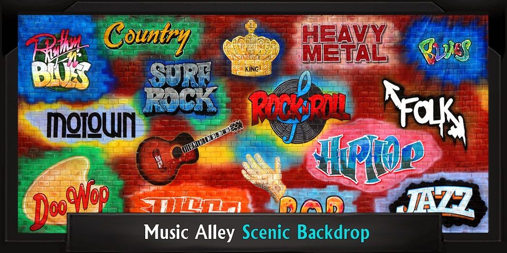 MUSIC ALLEY with Frame Music Alley Professional Scenic Grease Backdrop