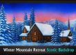 WINTER MOUNTAIN RETREAT Professional Scenic White Christmas Backdrop