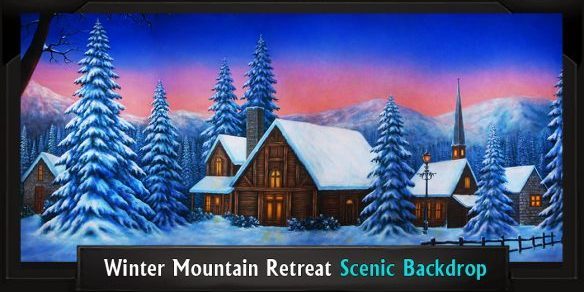 WINTER MOUNTAIN RETREAT Professional Scenic White Christmas Backdrop
