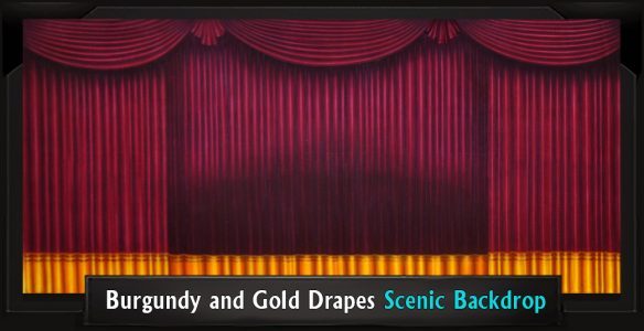 BURGUNDY AND GOLD DRAPES Professional Scenic Spelling Bee Backdrop