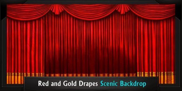 RED AND GOLD DRAPES with Frame RED AND GOLD DRAPES Professional Scenic Spelling Bee Backdrop