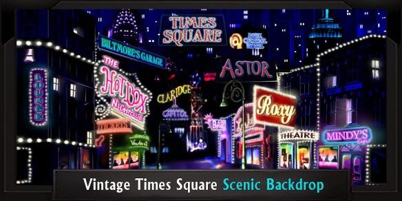 VINTAGE TIMES SQUARE with Frame VINTAGE TIMES SQUARE Professional Scenic White Christmas Backdrop