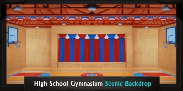 HIGH SCHOOL GYMNASIUM with Frame HIGH SCHOOL GYMNASIUM Professional Scenic Hairspray Backdrop
