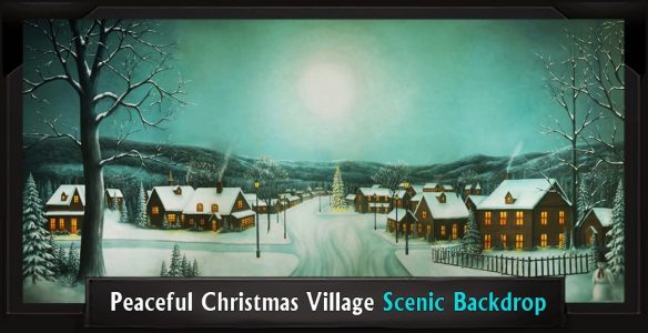 Peaceful Christmas Village Scenic Backdrop