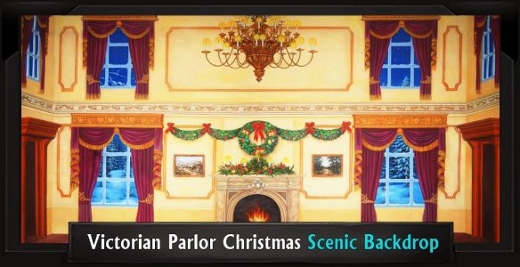 Victorian Parlor Christmas Professional Scenic Backdrop