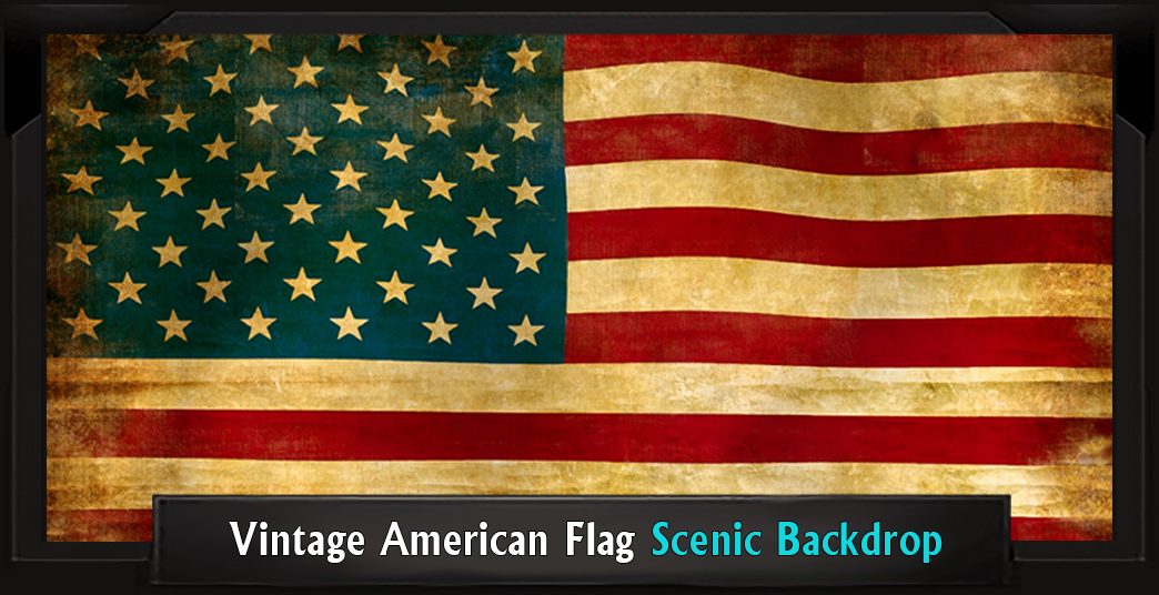 VINTAGE AMERICAN FLAG Professional Scenic White Christmas Backdrop