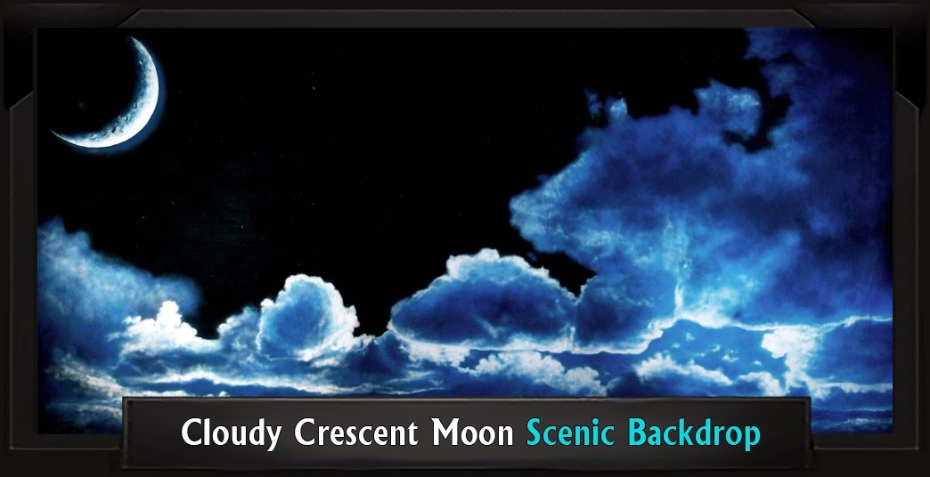 Cloudy Crescent Moon Professional Scenic Nativity Backdrop