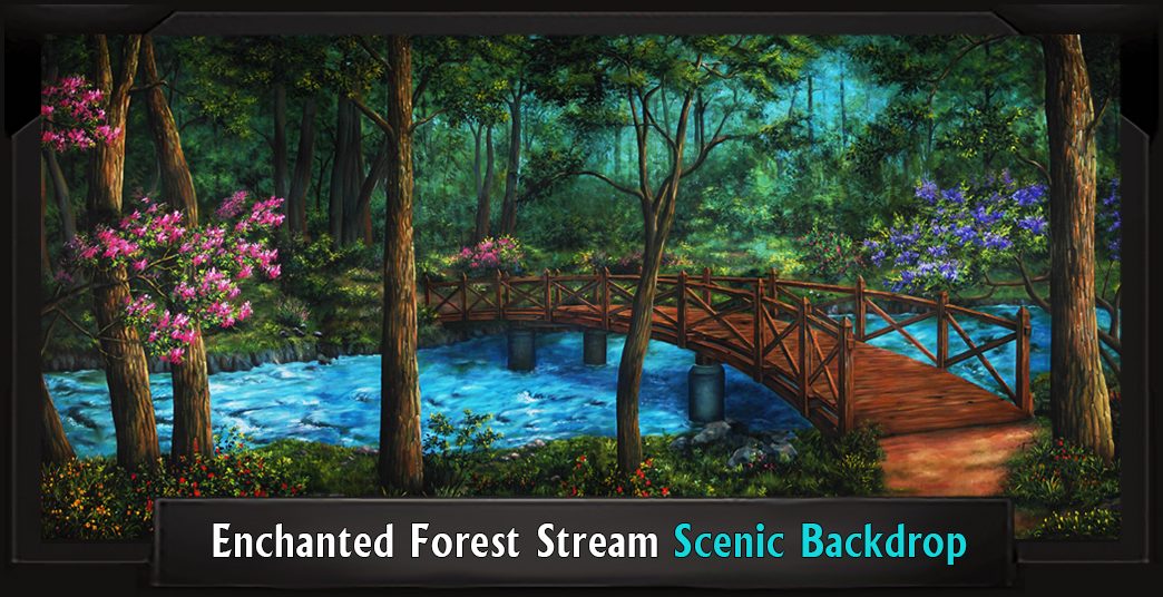 ENCHANTED FOREST STREAM Professional Scenic Music Man Backdrop