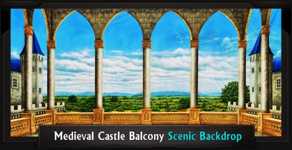 Medieval Castle Balcony Scenic Backdrop