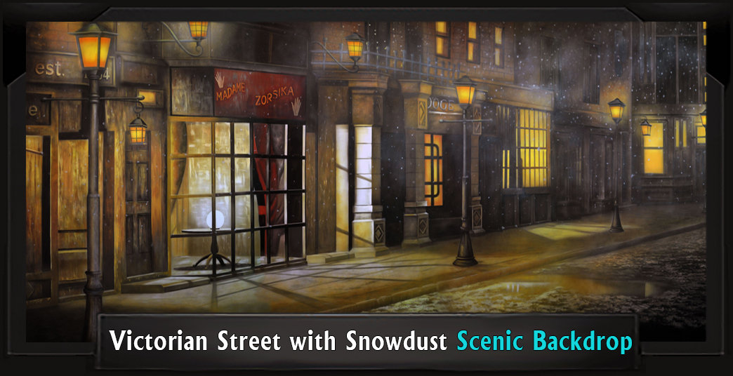 Victorian Street with Snowdust Professional Scenic SWEENEY TODD Backdrop