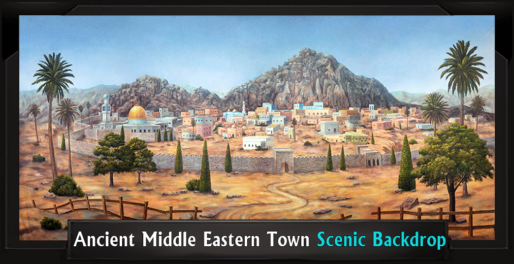 Ancient Middle Eastern Town Professional Scenic Nativity Backdrop