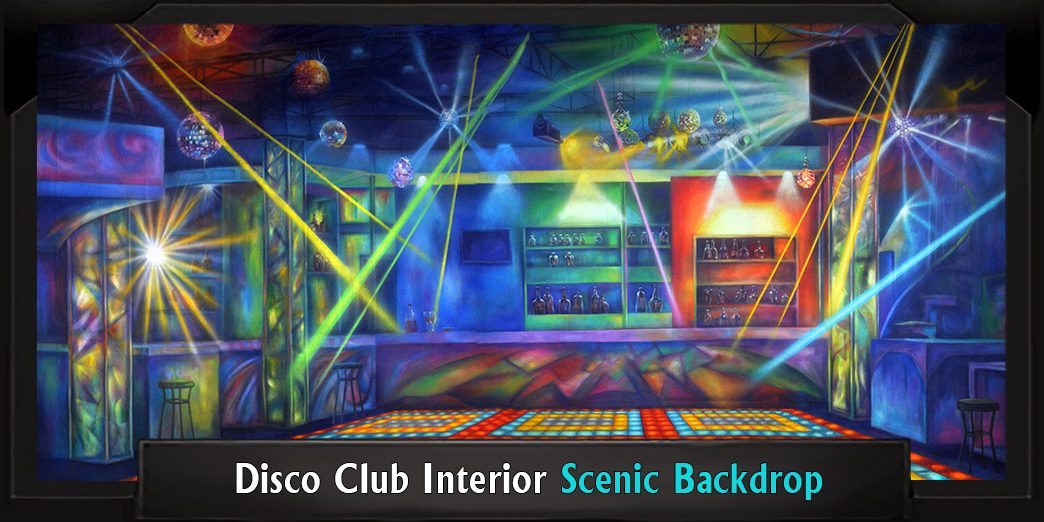 DISCO CLUB INTERIOR with Frame DISCO CLUB INTERIOR Professional Scenic Sister Act Backdrop