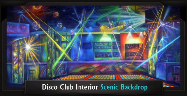 DISCO CLUB INTERIOR with Frame DISCO CLUB INTERIOR Professional Scenic Sister Act Backdrop