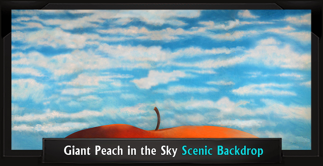 GIANT PEACH IN THE SKY with Frame Professional Scenic James and the Giant Peach Backdrop GIANT PEACH IN THE SKY