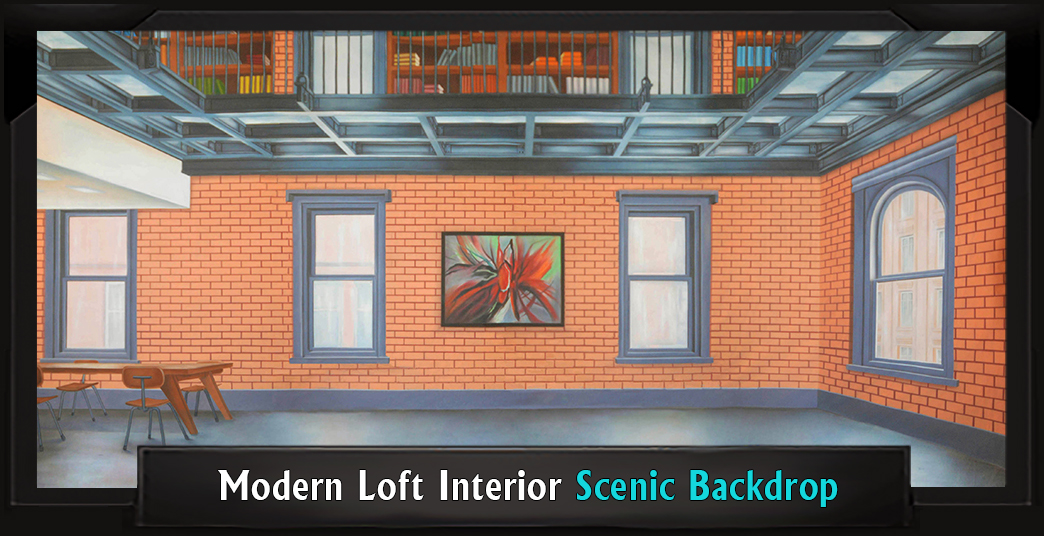 MODERN LOFT INTERIOR Professional Scenic How to Succeed Musical Backdrop
