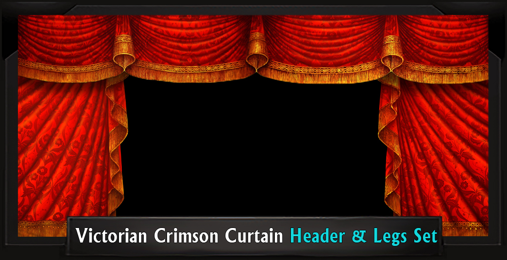 VICTORIAN CRIMSON CURTAIN Professional Scenic Sweeney Todd Header and Legs Set