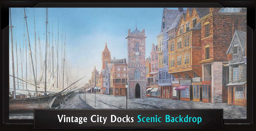 VINTAGE CITY DOCKS Professional Scenic Sweeney Todd Backdrop