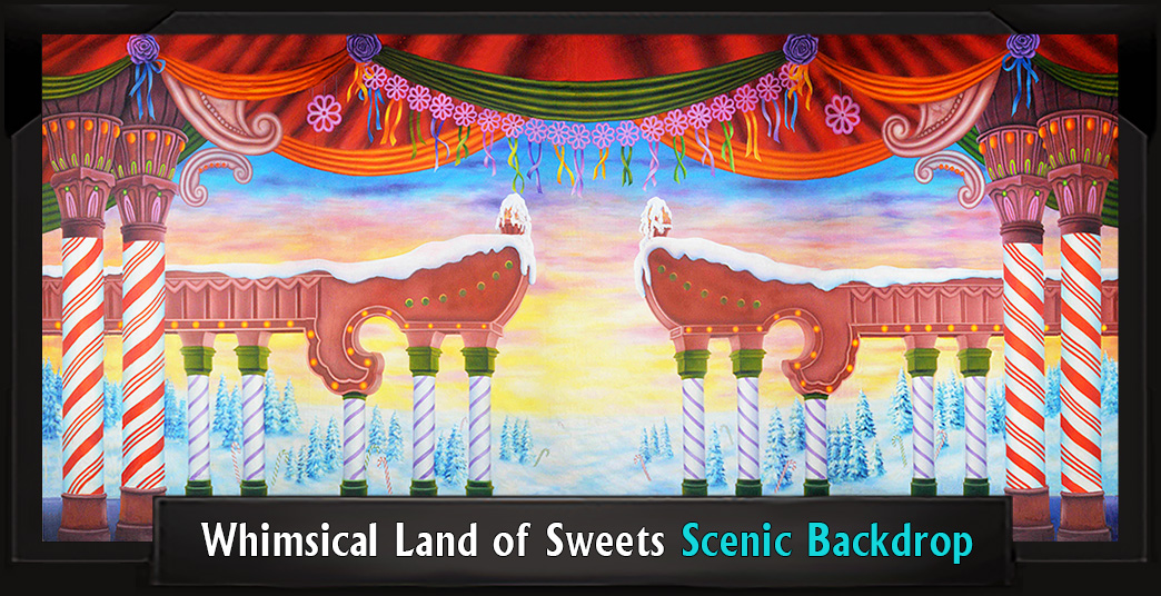 Whimsical Land of Sweets Professional Scenic Nutcracker Backdrop