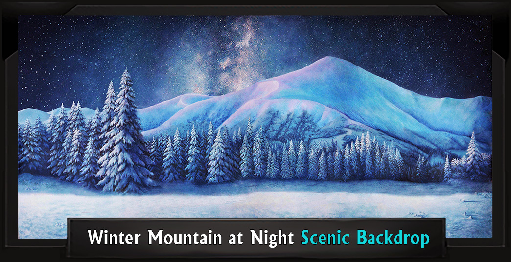 Winter Mountain at Night Professional Scenic Nutcracker Backdrop