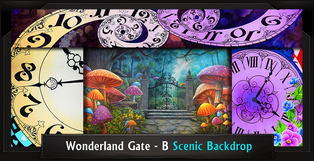 Wonderland Gate - B Professional Scenic Alice in Wonderland Backdrop