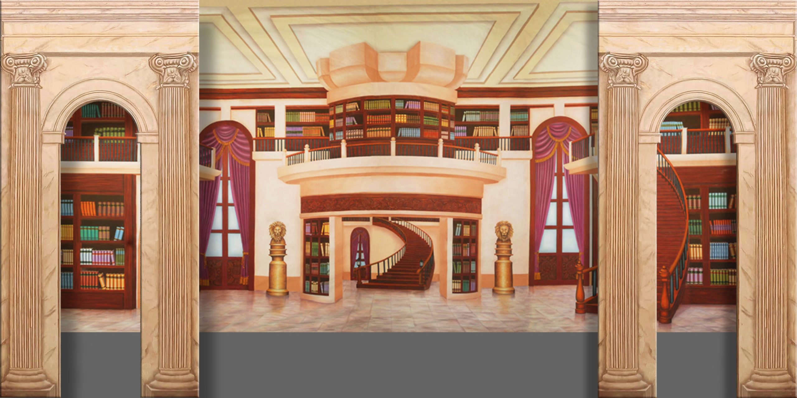 Column Legs and Grand Library Professional Scenic Backdrop