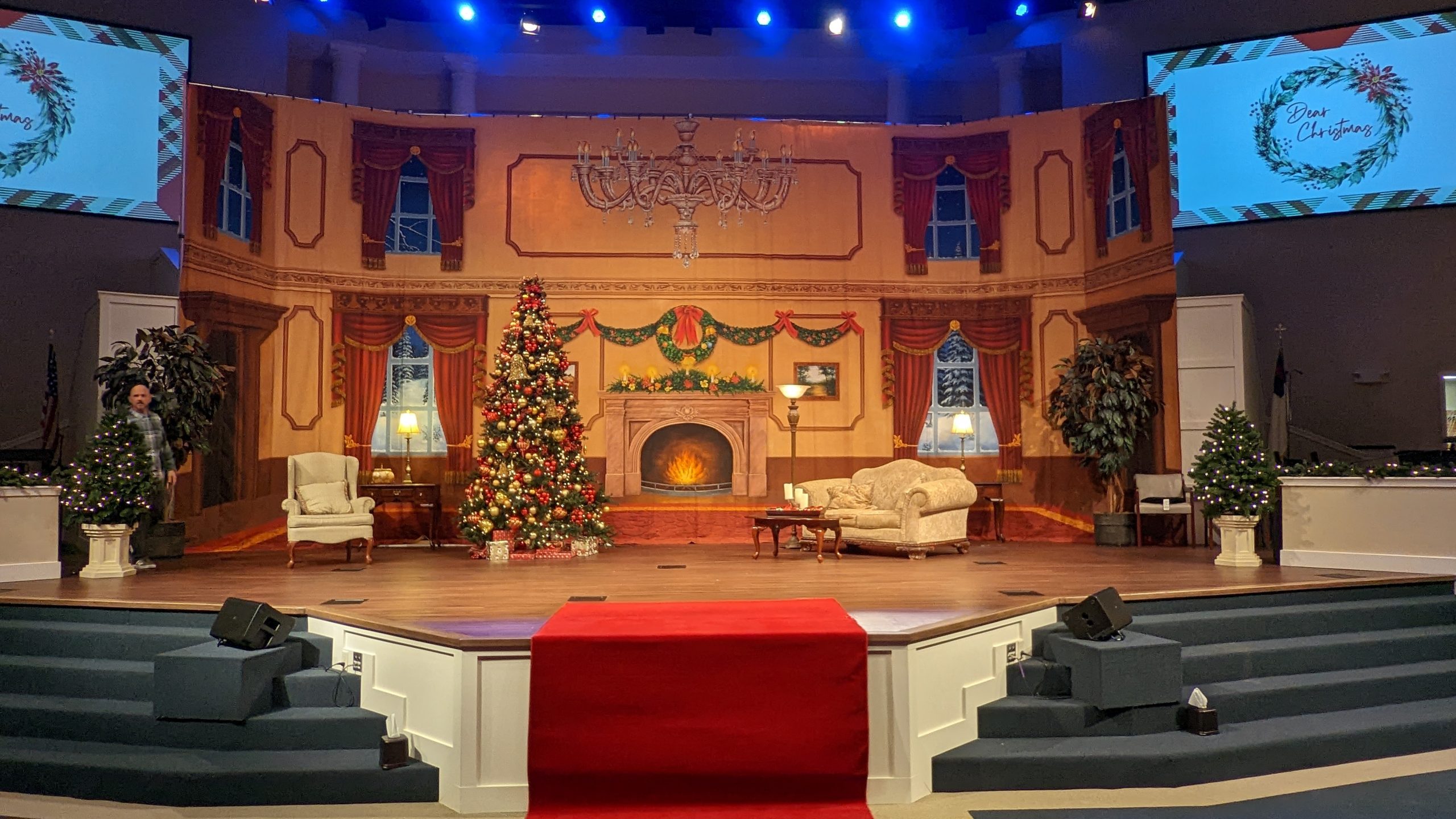 Beacon Baptist Church Victorian Parlor Christmas B Professional Scenic Backdrop